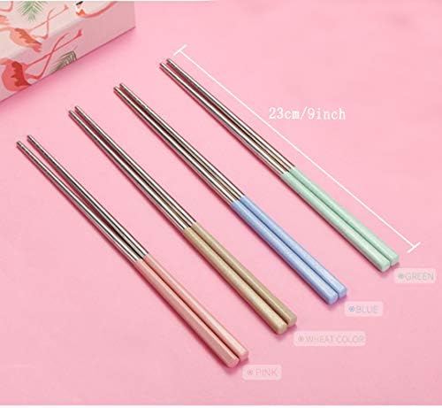 Reusable Metal Chopsticks, 4 Pairs 304 Stainless Steel Chinese Chopsticks Portable Travel Chopstick Washable Chop Sticks with Box