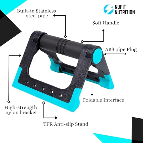 NuFit Portable Pushup Handles for Travel | Travel Push Up Bars for Hotel, Home Floor, and Gym Workouts, Ergonomic & Foldable Non-Slip Fitness Structure that Prevents Wrist & Elbow Strain by NuFit Nutrition - Image 4