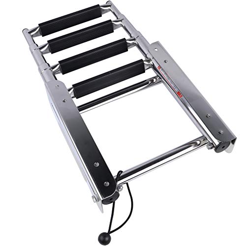 image for Hoffen Heavy Duty 4 Step Boat Ladder, Marine Stainless Steel Swim Plat