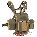 VOTAGOO Binocular Harness Case Bino Chest Pack with Magnetic Closure and MOLLE System Water-repellent for Hunting (Combination, Green)