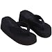 GROOMY Tongs, Été Doux Femmes Sandales Compensées String Tongs Plateforme Pantoufles Plage-Noir -38