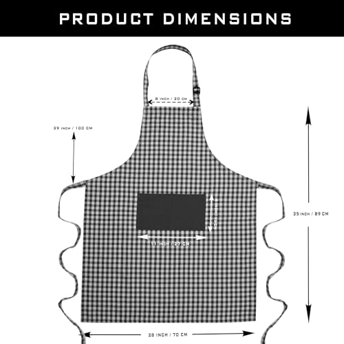 Image of LITO LINEN AND TOWEL Kitchen Apron| 100% cotton Easter Checkered Design Apron with 2 Front Centre Pocket With adustable buckle & Long Strap - Multicolor