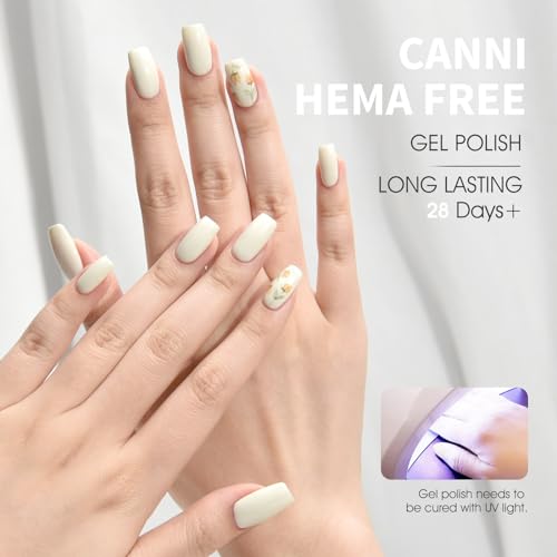 Image of CANNI Milky Gel Nail Polish, 1Pcs White Gel Polish Color High Gloss Soak Off UV Nail Manicure Salon DIY
