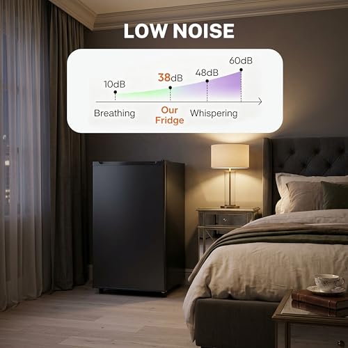 Image of 3.2 Cu.Ft Mini Fridge with Freezer, 1 Door Small Refrigerator with Adjustable Thermostat Energy-efficient Low Noise, Compact Fridge for Bedroom, Office, Dorm, Black