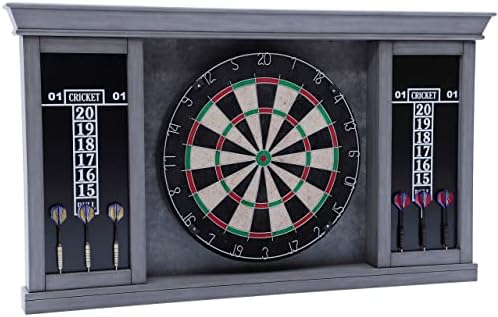 Neconcet Dartboard and Cabinet Set: Sisal Dartboard with Self Healing Bristles and Accessories- Multiple Styles Available (Aries)
