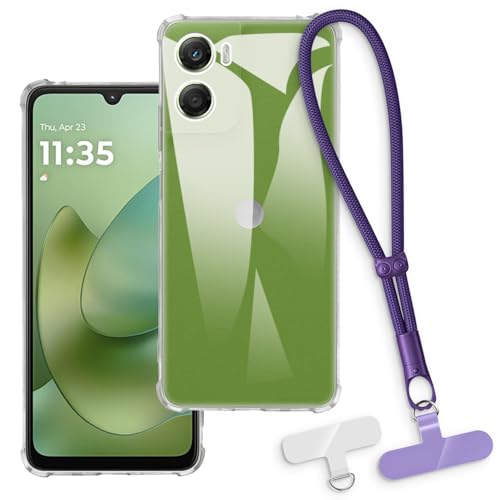 OAGELIM 2-in-1�ی�P�[�X�ƃ��X�g�X�g���b�v Motorola Moto G06 4G �Ƃ̌݊������� ���O���\�ȃ��j���[�h�t���d�b�J�o�[�A����~�ߕ����h�~�O���b�v�n���h�� (�N���A + �p�[�v��)