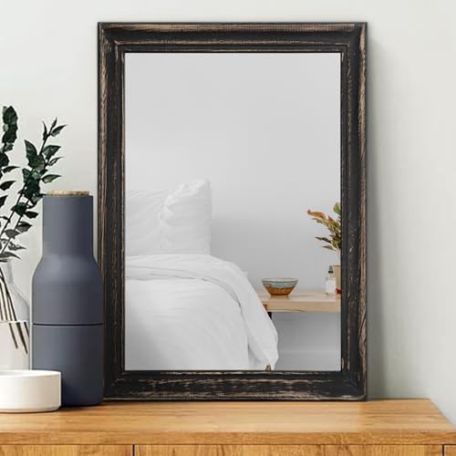 MWAZZLL Small Mirrors for Wall with Wood Frame Rectanglular Wall Hanging Mirror for Bathroom Bedroom Vanity Entryway