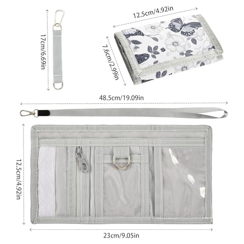 ALAZA Kids Wallets for Boys Girls Toddler Trifold Wallet Children Small Gray Butterfly with Zipper Coin Pocket3