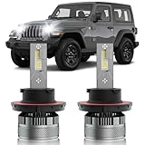 Fits for 2019-2025 Jeep Wrangler JL Hi/Lo Dual Beam Lights, 300% Super Bright White Plug and Play Powersports Lights Blubs Package, 6500K White, Pack of 2
