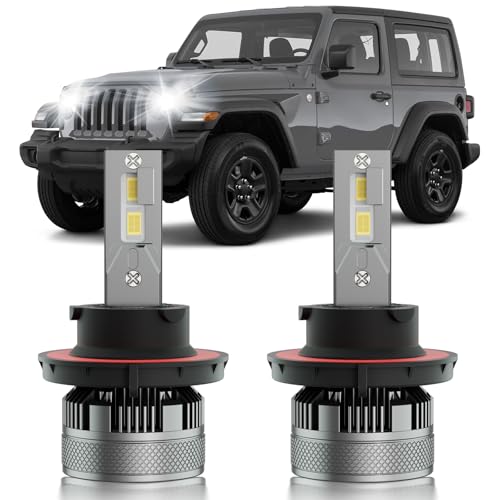 Fits for 2019-2025 Jeep Wrangler JL Hi/Lo Dual Beam Lights, 300% Super Bright White Plug and Play