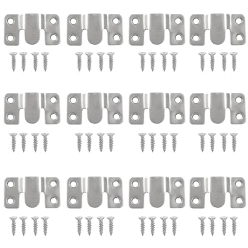Hitefu Lot de 12 supports encastrés, 5,3 x 3 cm en acier inoxydable emboîtables pour meubles avec vis, connecteurs de canapé sectionnel en Z, matériel de montage mural, argenté