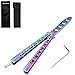 Practice Butterfly Knife, HTOMT Rainbow Stainless Steel Blunt Training Balisong Practice Dull Pocket Knives Trainer Tool,Unsharpened Knife for CS GO, Butterfly Knife Trainer for Improving Skills 100%
