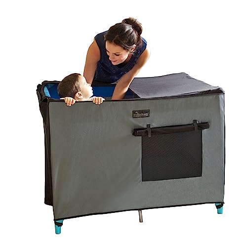 Image of SnoozeShade Pack n Play & Travel Crib Blackout Cover | Blackout Crib Cover & Pack and Play Black Out Cover | Mom-Invented Safety Tested with Optimal Airflow