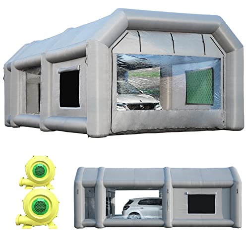 Sewinfla Portable Inflatable Spray Booth 26x13x10Ft, Powerful Two Blowers (550w+680w), Inflatable Car Paint Booth with Air Filter System