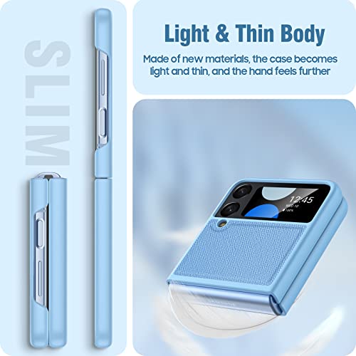 Vizvera For Samsung Galaxy Z Flip 4 Case, Soft Leather Slim Fit Protective Shockproof Anti-Scratch Durable Phone Case For Galaxy Z Flip 4 (2022)- Sky Blue #TOP5