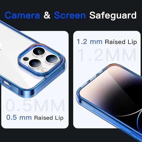 Image of JETech Cover Case for iPhone 14 Pro Max 6.7-Inch, Non-Yellowing Shockproof Phone Bumper Cover, Anti-Scratch Clear Back (Blue)