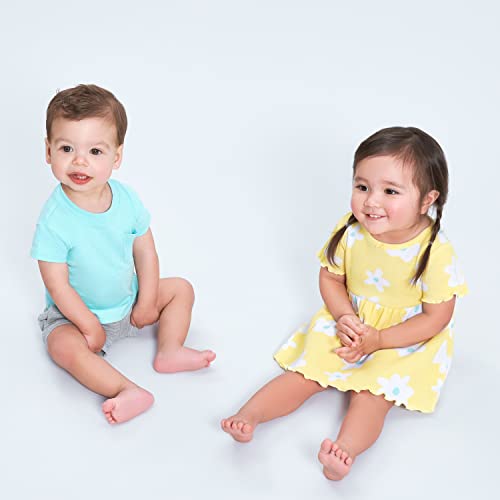 Gerber Baby Girls' 2-Pack Short Sleeve Cotton Dresses, Yellow Floral, 18 Months #TOP4