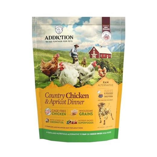 Addiction Country Chicken & Apricot Air-Dried Grain-Free Dog Food – Complete Meal or Topper with Natural Ingredients for Digestive and Skin & Coat Health, 2lb