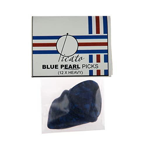 Picato Pearl Lot de 12 médiators épais Bleu - Les Beatles, Paul McCartney, John Lennon, RIngo Starr, George Harrison Picato Pearl Lot de 12 médiators épais Bleu