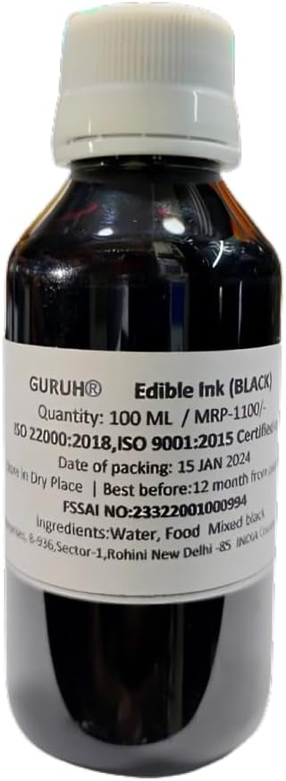 Guruh Edible Printer Ink || for Photo Cake || 100 ML (Black)