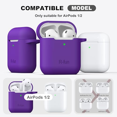 Image of AirPods Case Cover with Keychain, Full Protective Silicone AirPods Accessories Skin Cover for Women Girl with Apple AirPods Wireless Charging Case,Front LED Visible-Purple