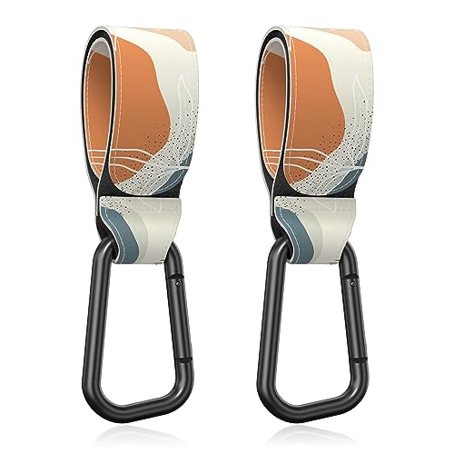 Image of Gukeniu Baby Stroller Hooks for Hanging Bags, Universal Stroller Clips Accessories, Mommy Hook for Diaper Bag, Shopping Cart, Purse, Backpack - 2 Pack, Boho Leaf