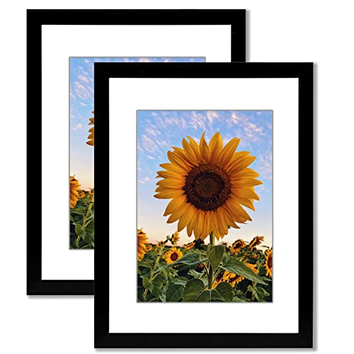Lot de 2 cadres photo 30 x 40 cm en bois avec fenêtre en plexiglas pour décoration murale pour salon, chambre à coucher, bureau Noir Cover