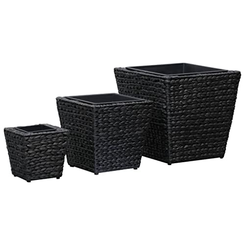 LLEZKBR Furniture select-Lot de 3 lits surélevés en jacinthe d'eau Noir