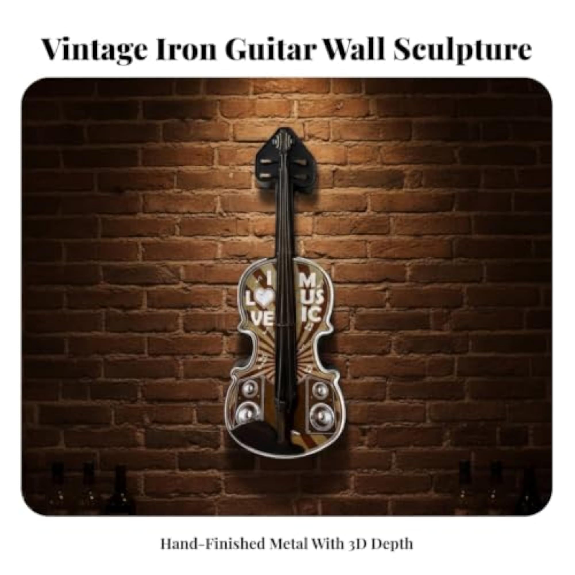 Eye-Guitar Wall Decor with Simulated Strings Industrial Iron