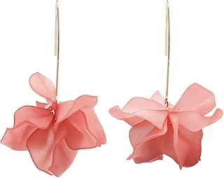 Boho Rose Petal Dangle Resin Earrings - Long Drop Acrylic Tiered Flower Earrings - Statement Exaggerated Floral Tassel Earrings for Women and Girls