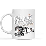 Gift Idea Funny Gift for a Speech Therapist, I'm a Speech Therapist Powered By, Present for Coworkers, Friends 11 Oz White Ceramic Coffee Mug