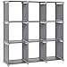 SONGMICS Armadietto Modulare a 9 Cubi, Scaffale Portaoggetti, Libreria per Decorazioni, Cornici per Foto, Organizzatore per Studio, Ufficio, Soggiorno, Grigio LSN45GY