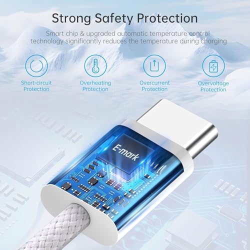 Image of Google Pixel Original Type C To Type C Mobile Data Charging Cable For Pixel 8 Pro /8 /8A /7 Pro /7 /7A /6 Pro /6 /6A /5 /Chromebook Laptop /Buds /And Other USB C Device Support For Nothing Phone 2 /1,30W,1M