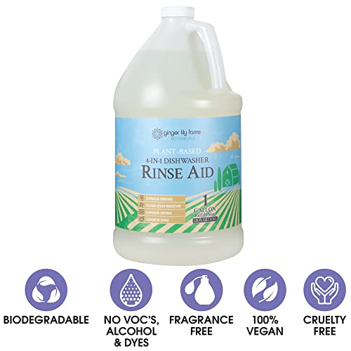 ginger lily farms botanicals plant-based 4-in-1 dishwasher rinse aid 100 vegan amp cruelty-free fragrance-free 1 gallon 128 fl oz refill 12800 fl oz pack of 1