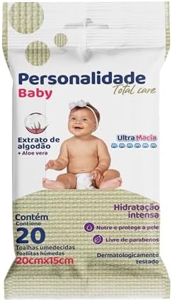 Toalha Umedecida Personalidade Baby Total Care Extrato de Algodão...