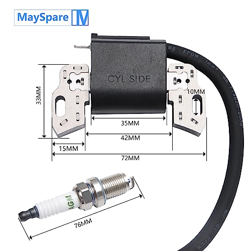 MaySpare Ignition Coil for Briggs and Stratton 593872 798534 799582 Magneto Armature 08P502 09P602 09P702 Lawn Mower With Spark Plug - Thumbnail 4
