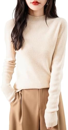 Chanyarn Women's 100% Merino Wool Seamless Sweater Mock Neck Firs...