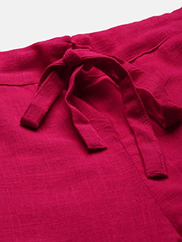 Yash Gallery Women's Cotton Slub Straight Solid Trousers for Summer4
