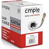 Cmple - Cat5e Plenum Cable 1000ft, CMP, White, 350MHz Gigabit Ethernet Solid Network Internet Bulk UTP