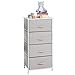 mDesign Vertical Dresser Storage Tower - Sturdy Steel Frame, Wood Top, Easy Pull Fabric Bins - Organizer Unit for Child/Kids Bedroom or Nursery - Chevron Zig-Zag Print - 4 Drawers - Taupe/Natural