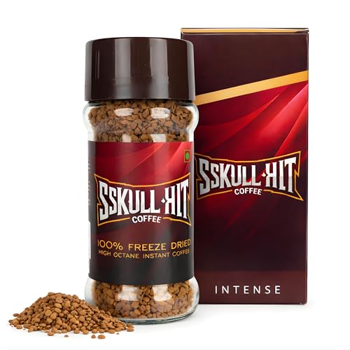 Image of SSKULLHIT Freeze Dried Instant Coffee Granules 100g | Premium Strong Blend Instant Coffee | Makes 50 Cups | 100% Pure | Rich Aroma | Premium Cafe Style Hot Or Cold Coffee At Home