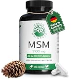 Green Naturals® MSM 2100 mg al giorno – Metilsulfonilmetano, zolfo organico – alta purezza, senza stearato di magnesio – vegano & senza lattosio – Produzione tedesca – 180 capsule