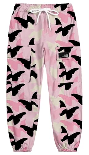 Image of Cromoncent Girls & Womens Camo Print Cargo Pants Outdoor Lightweight Jogger Baggy Pants, 6 Years - XX-Large