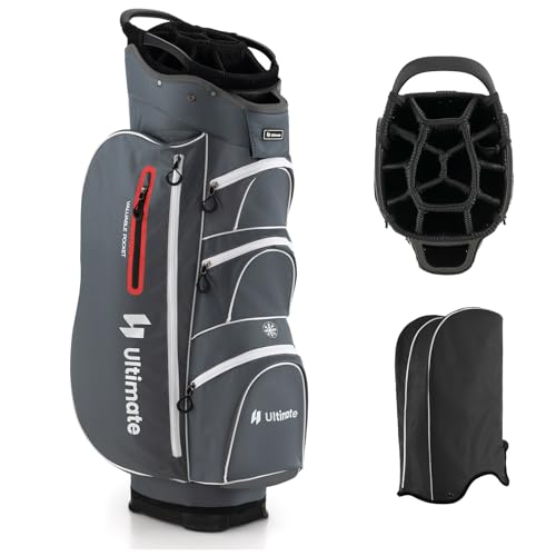 KOTEK Golf Cart Bag, 15 Way Organizer Divider Top with Putter Well, 7 Pockets, Cooler Pocket, Rain Hood, Handles & Adjustable Dual Shoulder Strap, Golf Club Bag for Men & Women