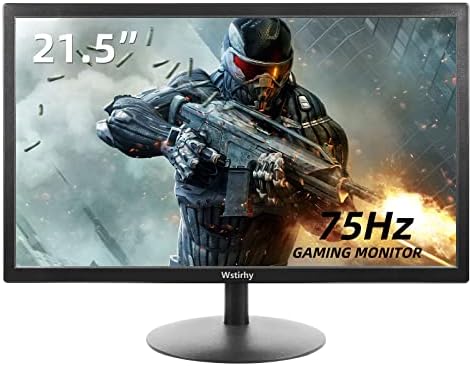 Wstirhy 21.5" PC Monitor, LED Monitor with Full HD (1920 x 1080) 75Hz 5MS TN Panel, Desk Monitor with HDMI & VGA Port, for Laptop Computer, Black