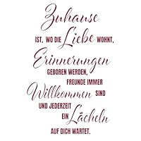 Wandtattoo XXL „Zuhause Ist Wo Die Liebe Wohnt“ – Selbstklebend, 120x60 Cm, Schwarz
