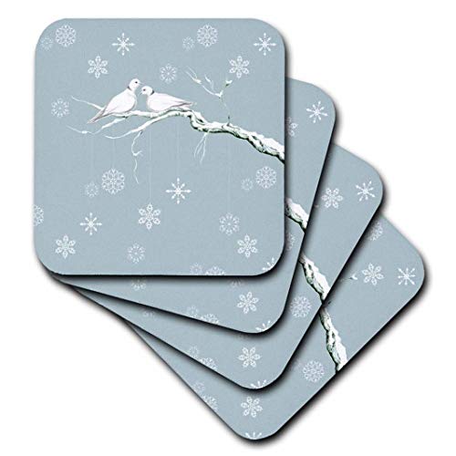 3dRose Two Turtle Doves and Pretty Snowflake Ornaments at Christmas - Soft Coasters, Set of 4 (CST_216708_1) 3dRose Two Turtle Doves and Pretty Snowflake Ornaments at Christmas - Soft Coasters, Set of 4 (CST_216708_1)