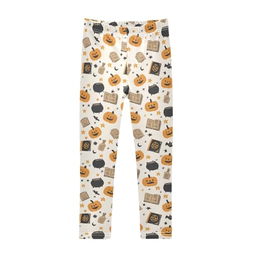 senya Girls Printed Leggings Yoga Pants Pumpkin Magic Book Magic Potion Pattern for Kids in 4t to 10 Years, 4T