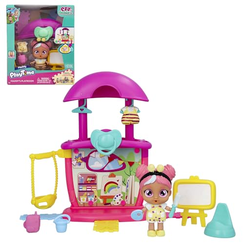Cry Babies Playtime Maddy's Playroom Playset with Collectible Doll and 4+ Accessories, Dollhouse Accessories, Holiday Toy, Great Gift for Kids Ages 4 5 6+ Years Old