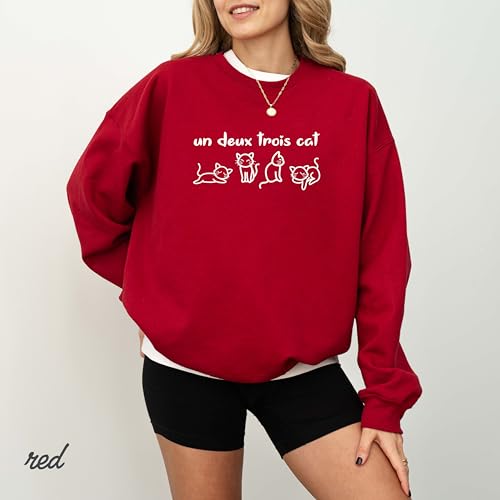 Un Deux Trois Cat Sweatshirt – Cute French Cat Shirt, Funny Cat Lover Gift, Cozy Cat Pullover, French Style Cat Sweater3